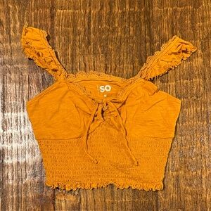 SO Women's Vibrant Orange Crop Top Boho Hippie Festival